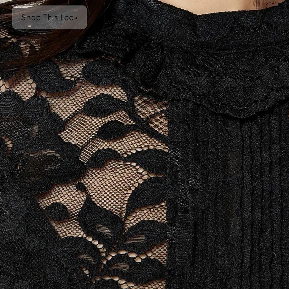 J crew black Lace mockneck top